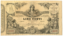 20 LIRE OBBLIGAZIONE DEL COMUNE DI SALERNO 15/04/1872 BB - [ 7] Fouten & Varianten