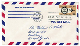 Ref 1547 -  1968 Airmail First Day Cover - 10c USA Canal Zone - Balboa Postmark - Canal Zone