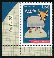 ANDORRA ANDORRE (2022) Vaca Bruna Dels Pirineus, Vache Brune Pyrénées, Cattle, Rund, Hausrind - Coin Daté Mint, Neuf MNH - Ungebraucht