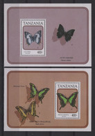 Tanzanie - BF 155 + 156 - Faune - Papillon - Cote 12.50€ - ** Neufs Sans Charniere - Tanzania (1964-...)