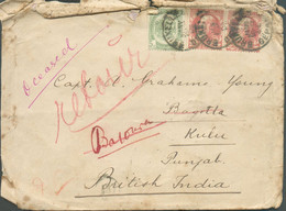 Incoming Mail - Cover From Belgium (fr. 25c.) Canc. BRUXELLES Jan. 1906 To Bagotla (Kulu) Punjab, (biffé) And Return  - - Otros & Sin Clasificación