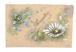 Fantaisie Cpa En Celluloïd Carte Peinte à La Main Amitié Fleur Flower Fiore Cpa Voyagée En B.Etat - Sonstige & Ohne Zuordnung