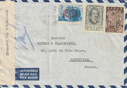 Grèce Lettre Pour La France + Contrôle Du Change 1922 - Lettres & Documents