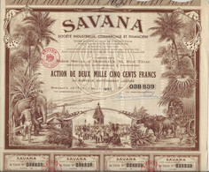 SOCIETE INDUSTRIELLE , COMMERCIALE ET FINANCIERE - SAVANA - ACTION DE 2500 FRS -ANNEE 1951 - Africa