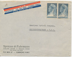 CURACAO - NIEDERLÄNDISCHE ANTILLEN 1938, Königin Wilhelmina 15 C (Paar) Als Selt. MeF A. Pra.-Lupo-Bf M. Selt. KLM-Label - Antille