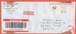 STATI UNITI - UNITED STATES - USA - US - 2008 - 11,05 Postage Paid - Registered - Viaggiata Da Panama City Per Bruxelles - Cartas & Documentos