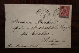 Nouvelle Calédonie Maire St Martial Viveyrol Verteillac Dordogne France 1907 Enveloppe Cover Nouméa Groupe Rare - Lettres & Documents