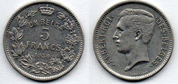 Belgique - 5 Francs 1930 TTB - 5 Frank & 1 Belga