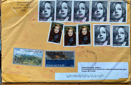 USA 2022, GRETA GARBO ,BETTE DEVIS, BULLRUN, FORT SUMTER 12 STAMPS USED COVER TO INDIA, GRAND CHUTE P.O .CANCELLATION - Covers & Documents