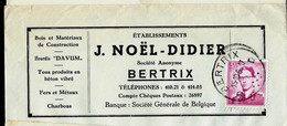 Doc.  Obl. BERTRIX - D D -  15/10/62( Lunettes ) - Poste Rurale