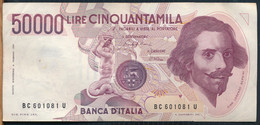 °°° ITALIA - 50000 LIRE BERNINI 1° TIPO 01/12/1986 SERIE BC °°° - 50.000 Lire