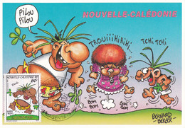 B01-398 Carte Maximum BD FDC Dédé Le Néo-calédonien Hilare - Noumea Magenta 09-12-1992 - Maximumkarten