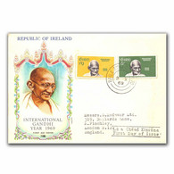 Ireland 1969 Mahatma Gandhi Ireland First Day Commercial FDC Used Cover (**) - Briefe U. Dokumente