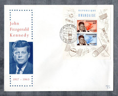 Rwanda 1965 Sheet Space/moon/Raumfahrt/Kennedy Stamps (Michel Bl.5) On FDC - 1962-1969