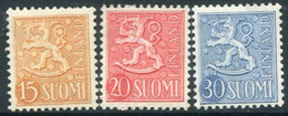 FINLAND 19567 Definitive: Lion 15, 20, 30 M MNH / **.  Michel 458-60 - Nuevos
