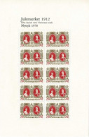 Denmark; Christmas Seals 1912; Reprint/Newprint Small Sheet With 10 Stanps.  MNH(**), Not Folded. - Proofs & Reprints