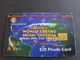 DOMINICA $ 20,- WORLD CREOLE MUSIC FESTIVAL #2  2000  CHIPCARD    Fine Used Card  ** 10025 ** - Dominica