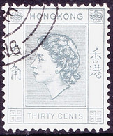 HONG KONG 1958 QEII 30c Pale Grey SG183a FU - Gebraucht