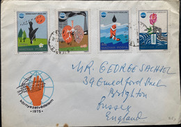 HUNGARY 1975, POLLUTION OF WATER,RIVER,ART,SMOKE ,HEALTH 4 STAMPS,COVER TO ENGLAND - Covers & Documents