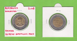 REPUBLICA DOMINICANA   10  PESOS  2.008  Bimetálica  KM#106   VF+/MBC+    DL-12.944 - Dominikanische Rep.