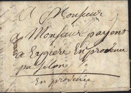 Drôme Marque Postale VALENCE Noire 25x2mm Lenain N°5 3 SEPT 1776 Pour Eygière Provence Taxe Manuscrite 9 - 1701-1800: Precursori XVIII