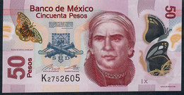 MEXICO P123Ah 50 PESOS  16.1.2017 Serie X #K275....  AVF FOLDS NO P.h. - Mexico