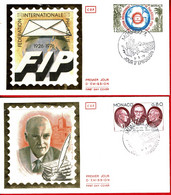 1976 - Monaco - 2 Envel. 1er Jour: FONDATION CONSEIL LITTERAIRE Et FEDERATION INT. PHILATELIE - Tp N° 1049/1054 - FDC