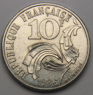 10 Francs Jimenez,1986, Nickel - V° République - 10 Francs