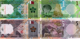 QATAR 1 5  Riyals 2020 (2021) P W32 33  UNC Set Of 2v - Qatar