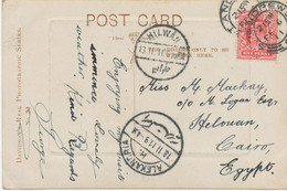 GB 1911 King  EVII 1d Red As Single Postage On Very Fine Postcard (RP Embossed) W. CDS "ST. ANDREWS" Via "ALEXANDRIA" - Brieven En Documenten