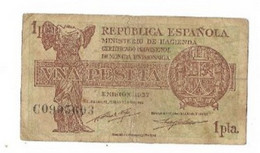 ESPAÑA: 1 PESETA II REPUBLICA (CERT. PLATA). AÑO 1937. "SERIE C". RC+. ENVIO GRATIS. - 1-2 Peseten