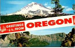 Oregon Greetings Showing Mount Hood And Crater Lake - Altri & Non Classificati