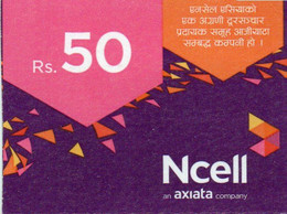 Recharge GSM - Népal - NCell - Rs. 50, Format 1/2,exp.22.07.2023 - Népal