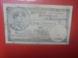 BELGIQUE 5 Francs 1938 Circuler (L.4) - 5 Francos