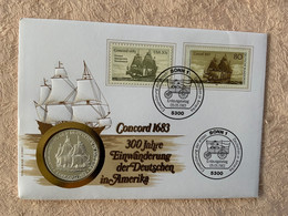 Numisbrief Coin Cover  Medaile Silber 999,9 Ca 30 Gramm Amerika 1983 Schiff Concord #numis87 - Autres & Non Classés
