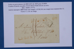 AW5 BELGIQUE  BELLE  LETTRE 1820 BRUGGES A  PARIS FRANCE+ AFFRANCH. INTERESSANT - 1815-1830 (Période Hollandaise)