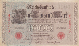 GERMANIA - 1910 PERIODO IMPERO BANCONOTE TEDESCA 1000 EINTAUSEND ZART MARK GERMANY - 1.000 Mark