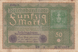 GERMANIA - 1919 BANCONOTE TEDESCA  - REPUBBLICA DI WEIMAR BANCONOTE - 50 FUNFZIG MARK - 50 Mark