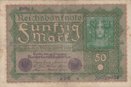 GERMANIA - 1919 BANCONOTE TEDESCA  - REPUBBLICA DI WEIMAR BANCONOTE - 50 FUNFZIG MARK - 50 Mark