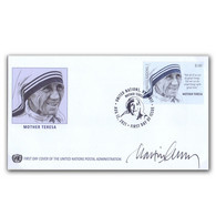 2021 New ** UN Mother Teresa FDC Signed By The Engraver Artist Martin Mörck FDC RARE Cover (**) - Cartas & Documentos
