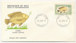 MALI => Envel. FDC => 150F Poisson - Tilapia Monodi - 28 Juin 1976 - Bamako - Mali (1959-...)