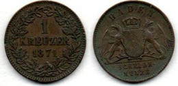 Baden 1 Kreuzer 1871 TTB - Monetary/Of Necessity