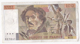 100 Francs Delacroix 1980 Alphabet W.22 N 357041,  Billet Ayant Circulé - 100 F 1978-1995 ''Delacroix''