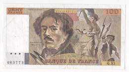 100 Francs Delacroix 1980 Alphabet Q.327 N 463773,  Billet Ayant Circulé - 100 F 1978-1995 ''Delacroix''