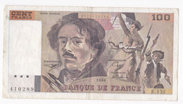 100 Francs Delacroix 1980 Alphabet E.152 N 410289,  Billet Ayant Circulé - 100 F 1978-1995 ''Delacroix''