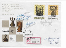 Polen Lublin 1974; Checc Schach Szacowy Ajedrez; Signed By Winners Of The Tournament - Andere & Zonder Classificatie