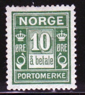 Norway 1922 Single 10 Ore Postage Due Stamp From The Set In Mounted Mint - Nuovi