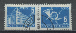 Roumanie - Rumänien - Romania Taxe 1967 Y&T N°T128 - Michel N°P108 (o) - 5b Hôtel Des Postes Et Cor Postal - Se Tenant - Postage Due