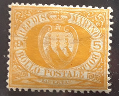 SAN MARINO SAINT MARIN 1877, Yvert No 2 , 5 C Orange Neuf * MH TB - Neufs