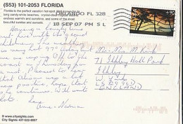 United States & Marcofilia, Florida Is The Perfect Vacation, Orlando, England 2007 (7889) - Cartas & Documentos